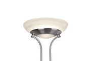 Moderner LED-Deckenfluter aus Metall mit elegantem, gebogenem Design, seitliche Perspektive