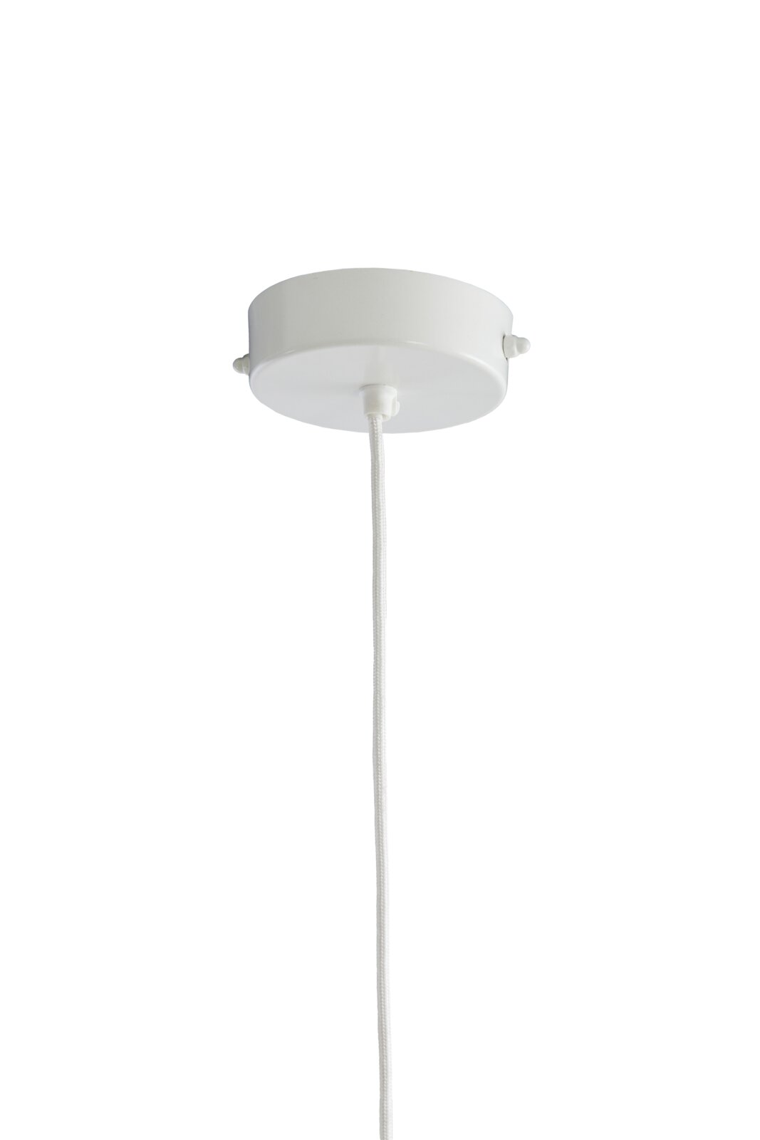 Witte plafondrozet met kabel, gezien van onderaf