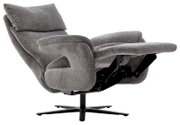 Grijze tv-fauteuil in liggende stand, zijaanzicht