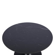 Runder Couchtisch mit schwarzer Marmoroptik, Ansicht von oben