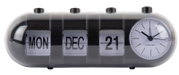 Tischuhr mit Kalenderfunktion, zeigt Montag, 21. Dezember an, mit analoger Uhr auf der rechten Seite, frontal aufgenommen.