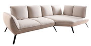Beige Longchairkombination mit schwarzem Metallgestell, seitliche Perspektive