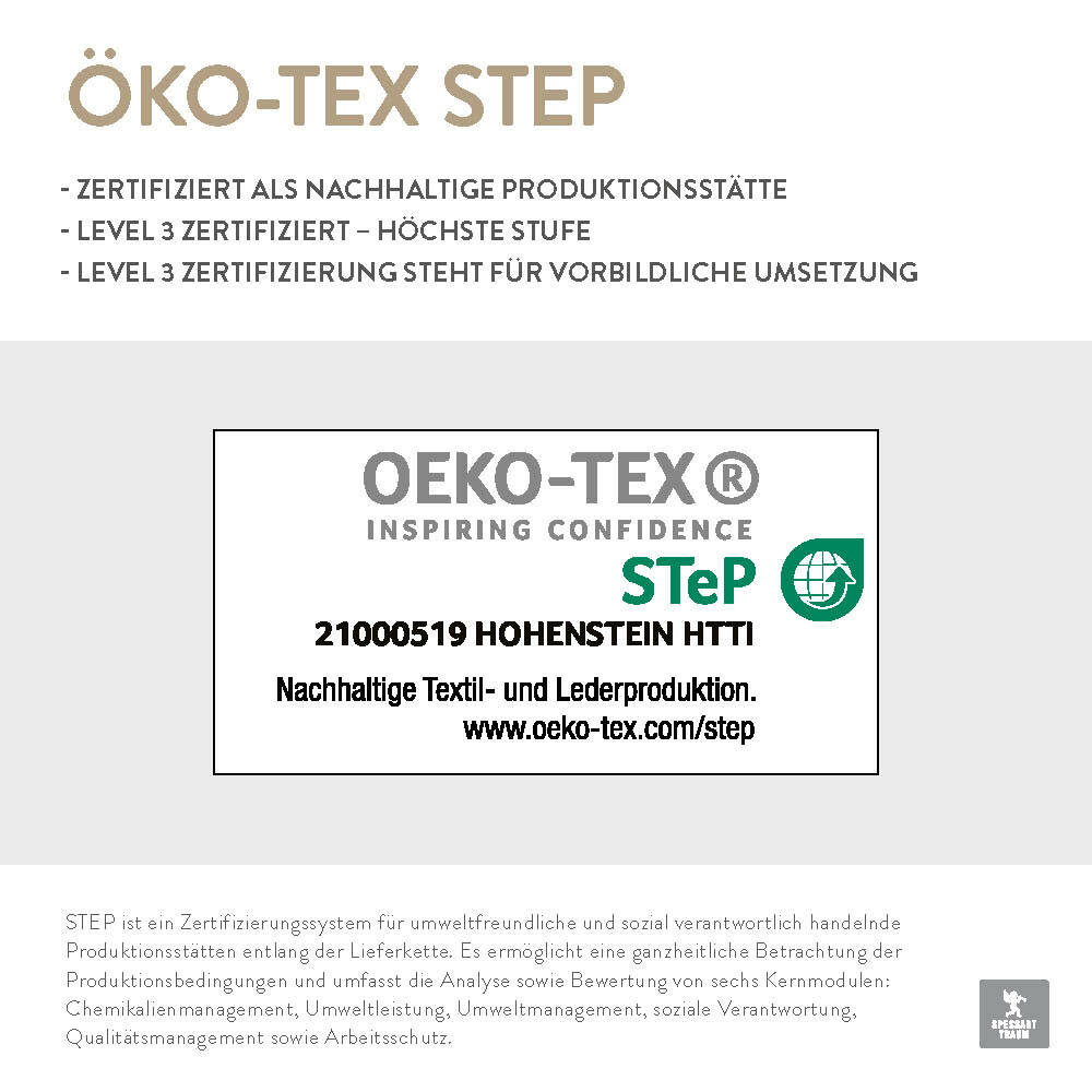 Öko-Tex Step Zertifikat für nachhaltige Textilproduktion, Vorderansicht