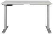 Elektrisch höhenverstellbarer Schreibtisch in Weiß, frontal betrachtet