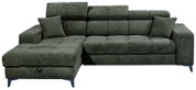 Grünes Ecksofa mit zwei Kissen, Vorderansicht