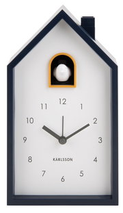 Moderner Wecker in Hausform mit Kuckuck, Frontalansicht