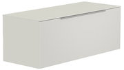 Hänge-Lowboard in hellem Grau aus seitlicher Perspektive