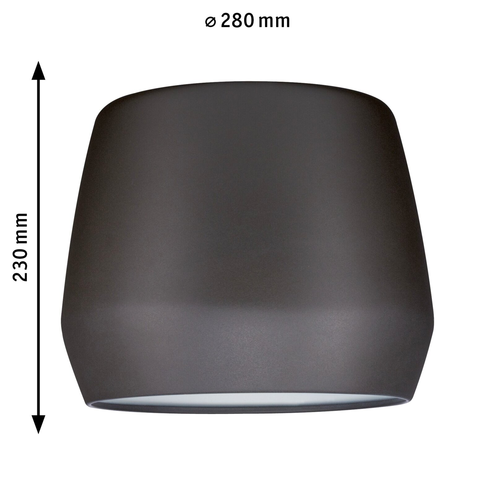 Dekoschirm Pirm in dunklem Grau, zylindrische Form, Durchmesser 280 mm, Höhe 230 mm, Ansicht von vorne