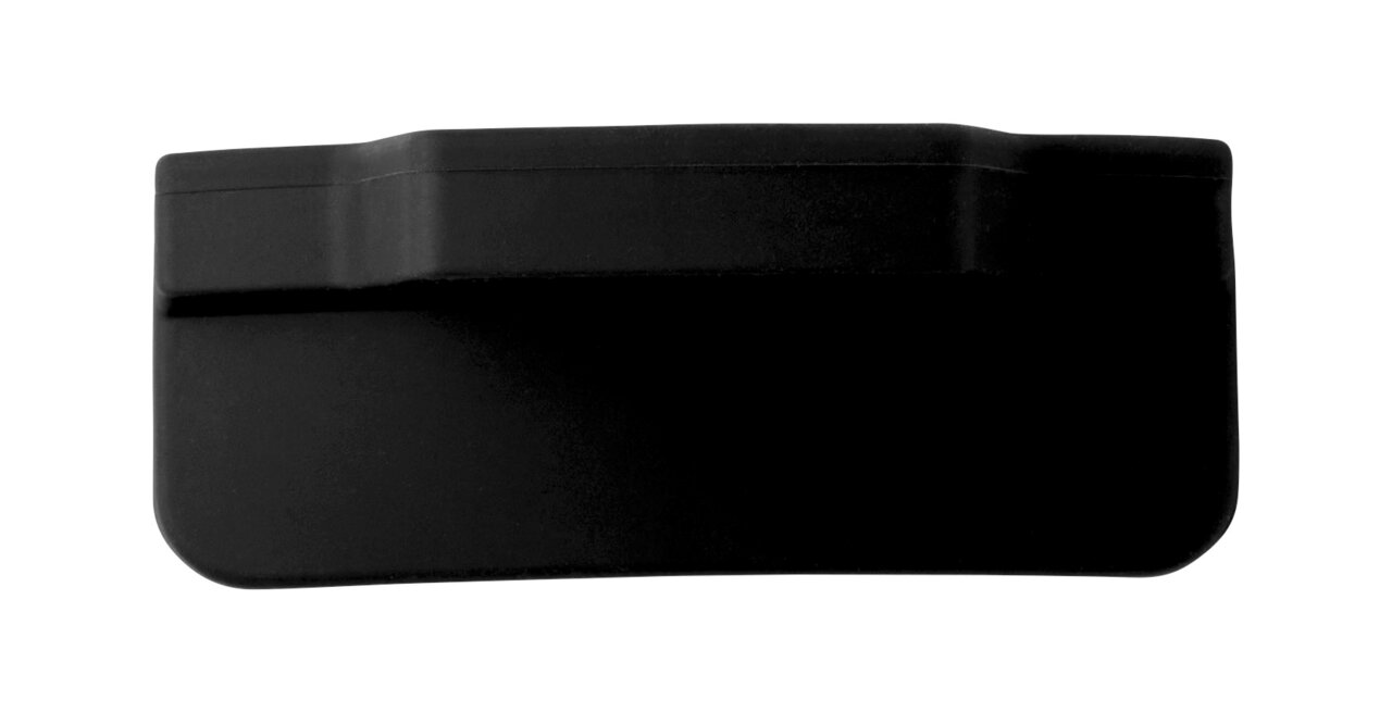 Schwarzer Silikongriff, rechteckig, aus der Vorderansicht fotografiert.