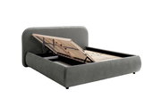 Polsterbett mit hochgeklapptem Lattenrost, seitliche Perspektive