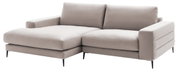 Beige Longchairkombination mit zwei Sitzplätzen und einer Chaiselongue, seitliche Perspektive