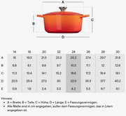 Runder Bräter 24 cm in Ofenrot, seitliche Perspektive mit Deckel und Griffen.