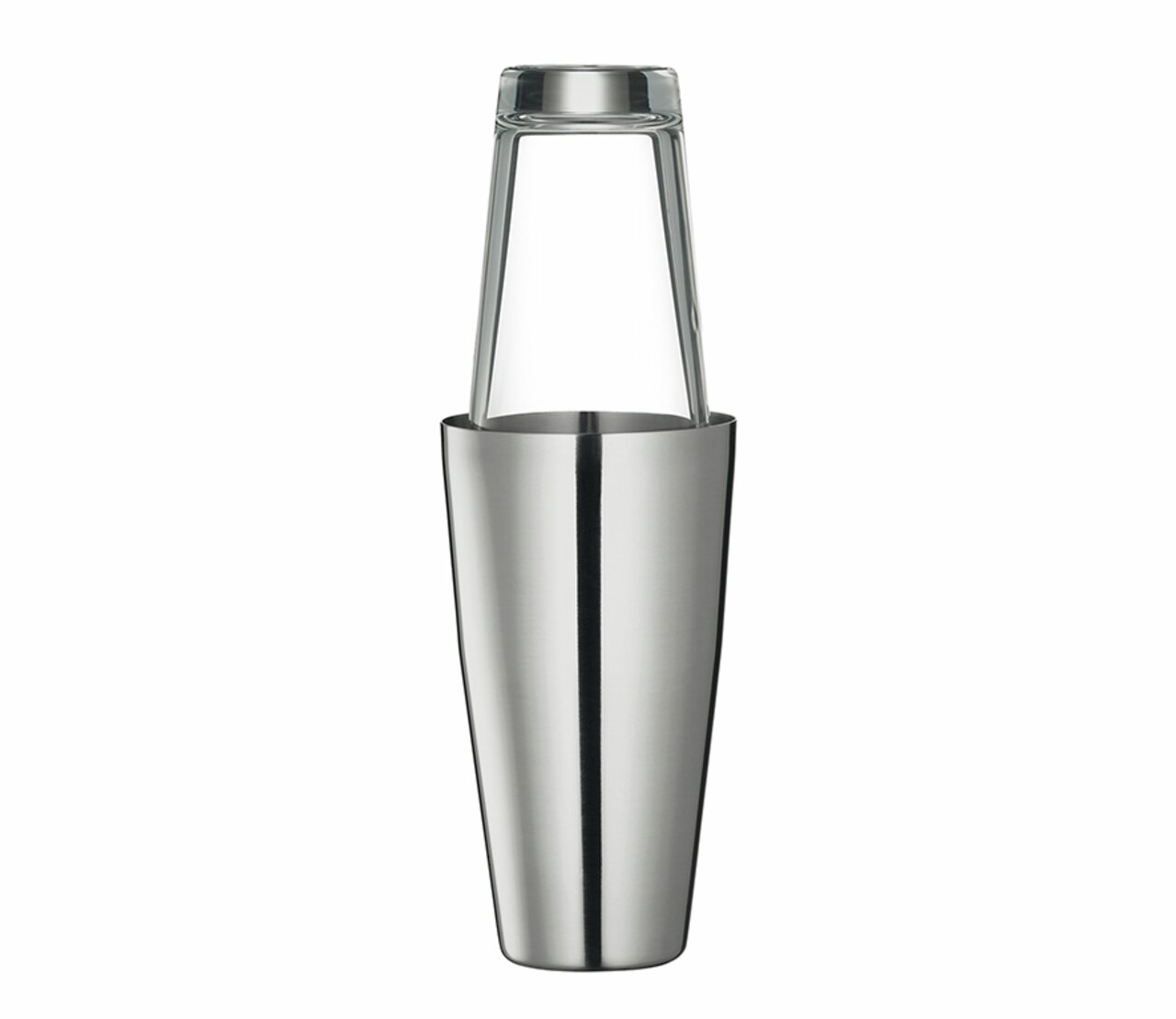 Cilio Boston Shaker Boston Shaker aus Edelstahl und Glas, frontal abgebildet