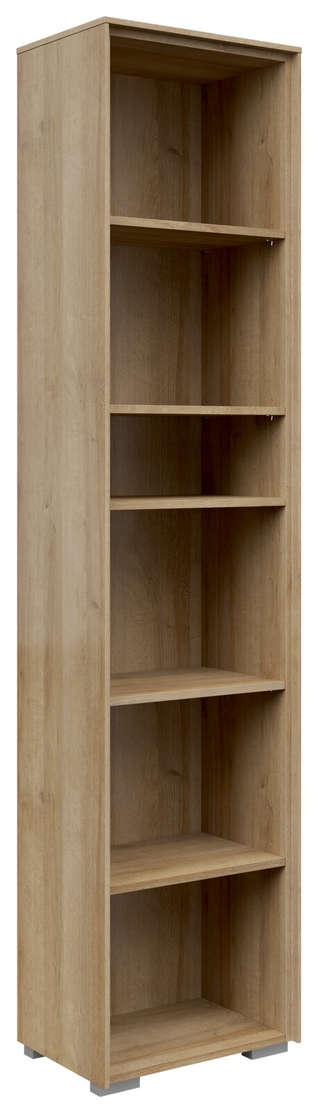 Voleo Aktenregal NEVADA Schmales Aktenregal mit fünf offenen Fächern aus Holz, seitliche Perspektive