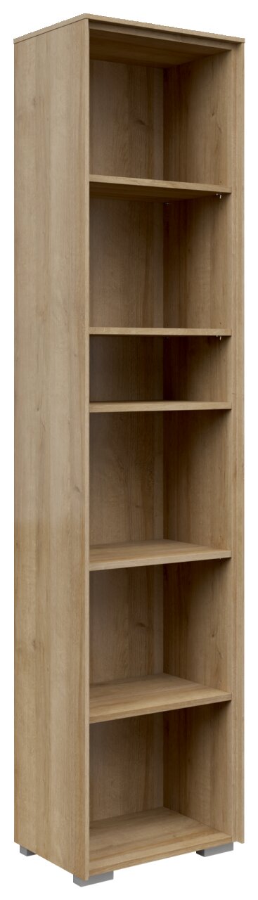 Voleo Aktenregal NEVADA Schmales Aktenregal mit fünf offenen Fächern aus Holz, seitliche Perspektive