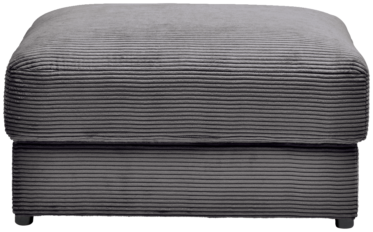 Grauer Hocker mit gerippter Textur, Vorderansicht