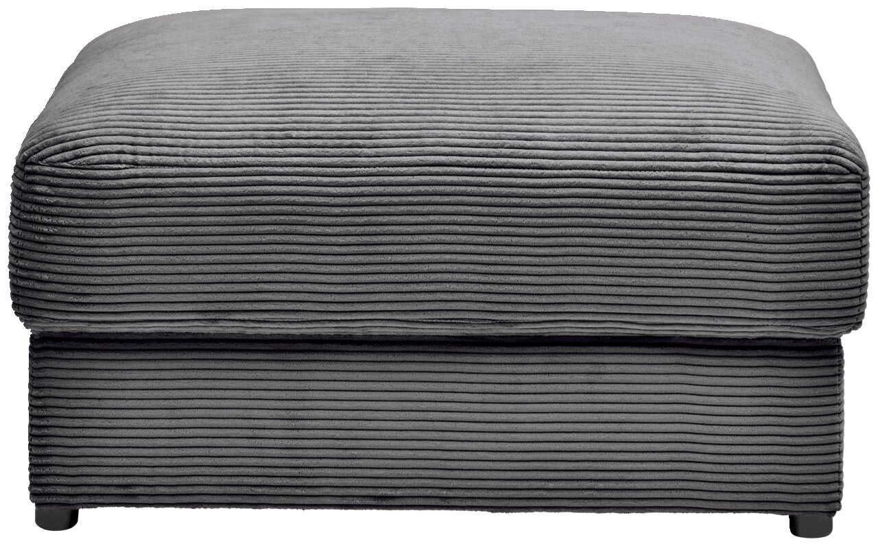 Grauer Hocker mit gerippter Textur, Vorderansicht