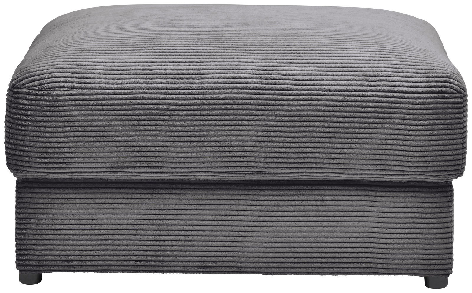 Grauer Hocker mit gerippter Textur, Vorderansicht
