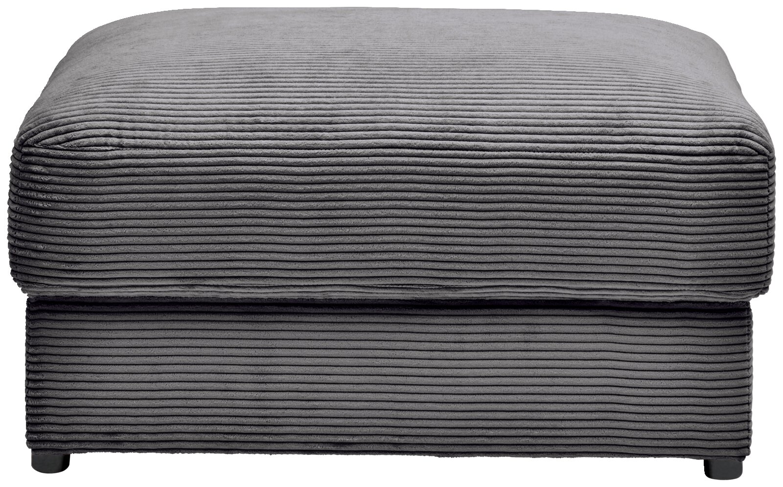 Grauer Hocker mit gerippter Textur, Vorderansicht