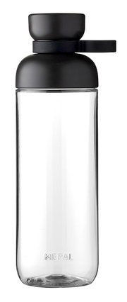 Drinkfles Nordic Black met zwarte dop, zijaanzicht