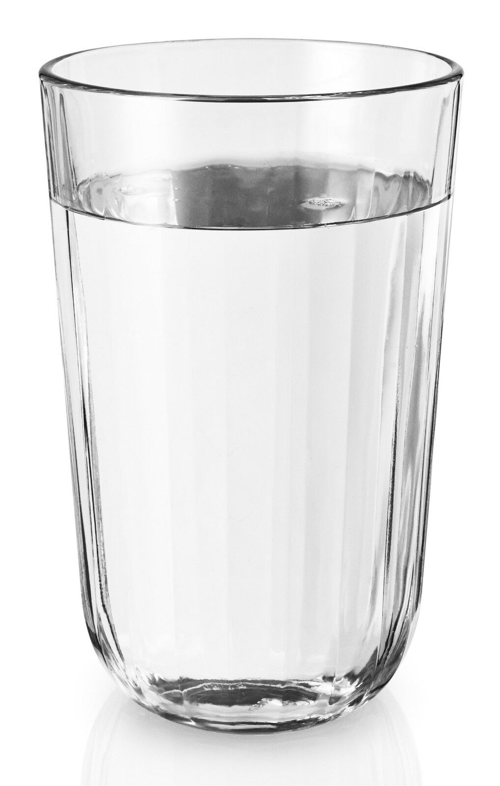 Facettenglas mit 43 cl Fassungsvermögen, frontal fotografiert, zeigt klare Linien und elegantes Design.