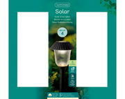 Solar Stabbeleuchtung, Set von 4, Vorderansicht, 5 Lumen, solarbetrieben, mit austauschbarer Batterie, leuchtet bis zu 6 Stunden.