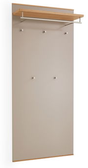 XL-Garderobenpaneel in seitlicher Perspektive mit Holzablage und Kleiderstange