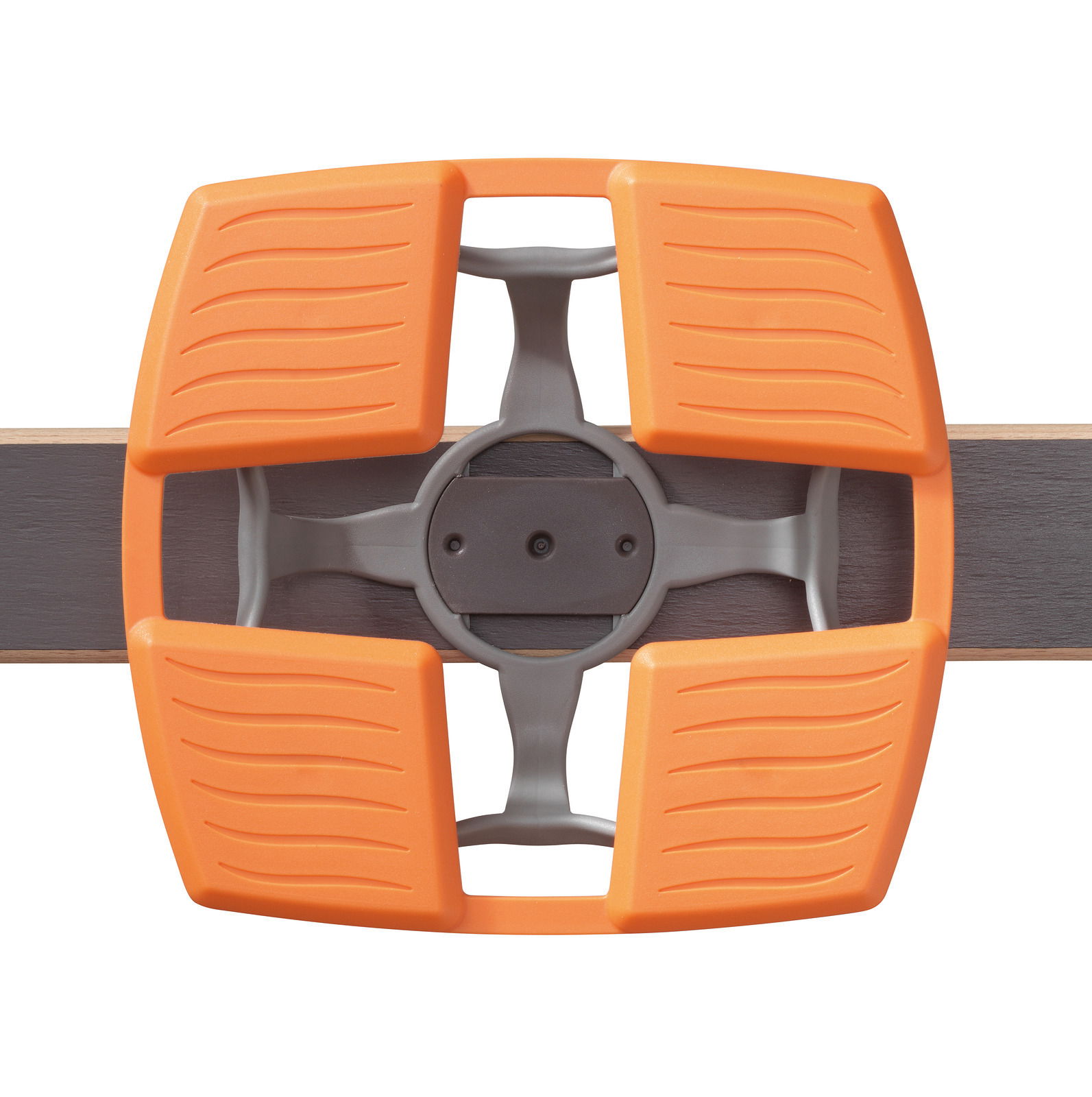 Nahaufnahme eines orange-grauen Federholzrahmen-Elements von oben