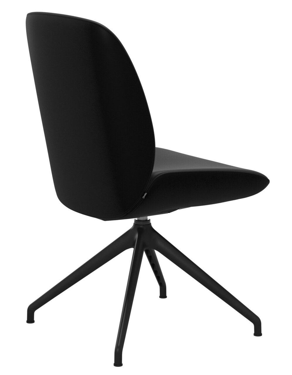 Zwarte Stressless-stoel DINING BAY, zijaanzicht van de rugleuning, met vier poten en een modern ontwerp.