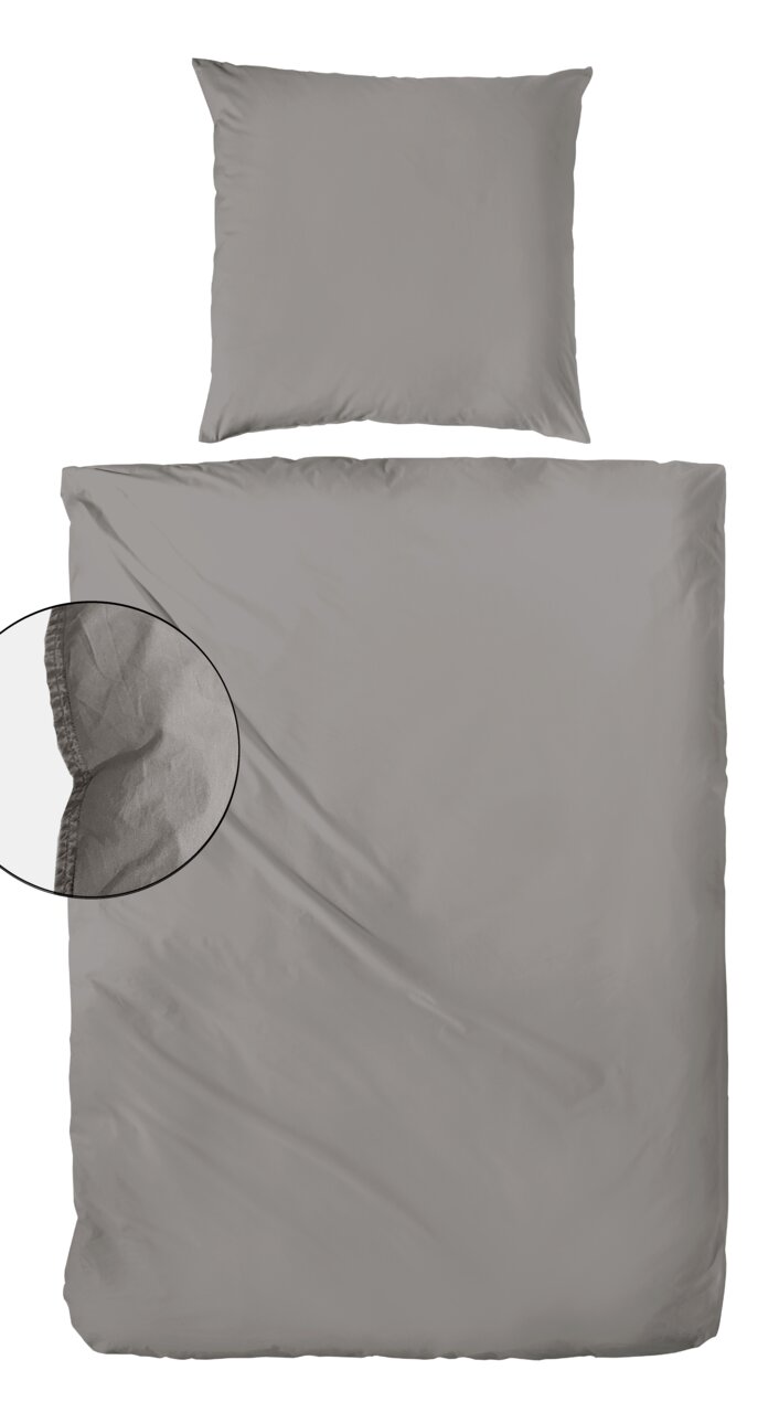 Graue Bettwäsche 155x220cm mit Kissenbezug, Draufsicht