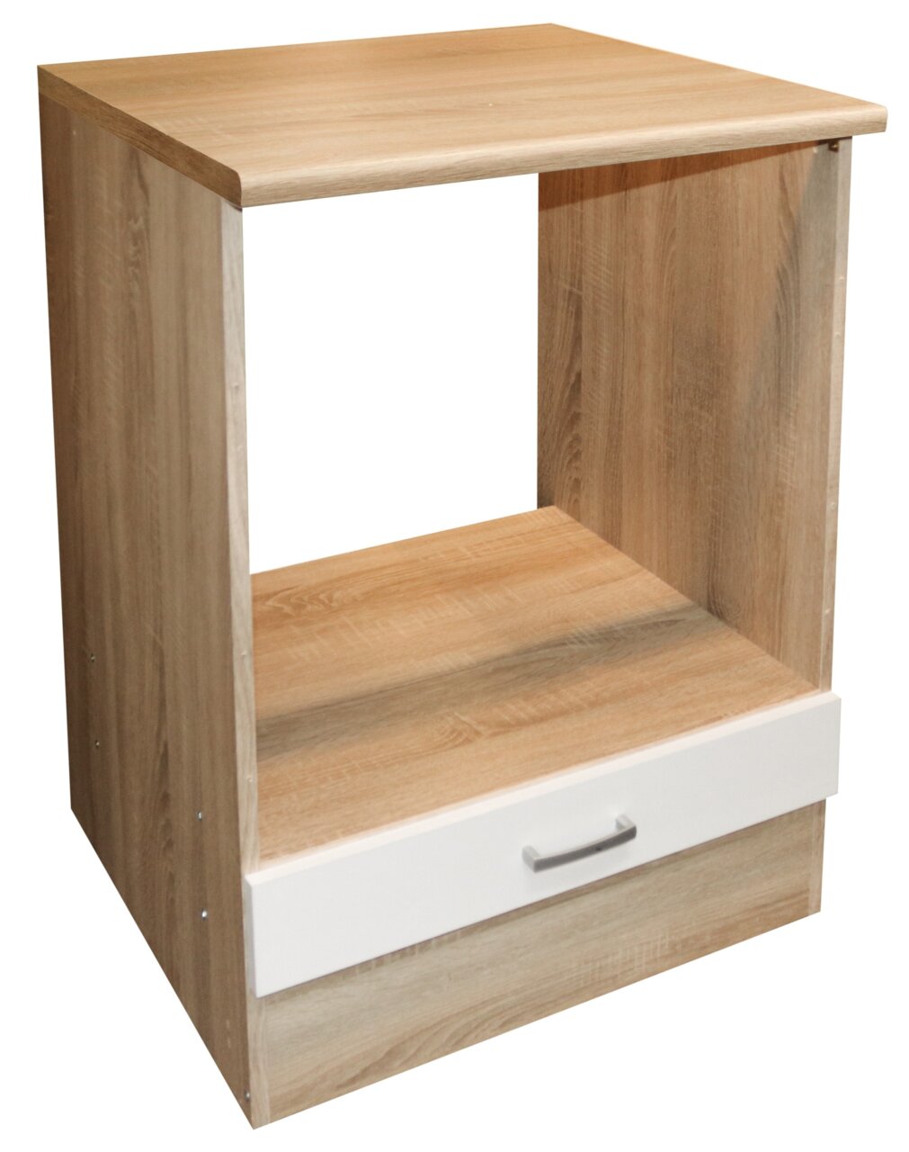 Yourkitchen Herdumbauschrank ANDY Herdumbauschrank aus Holz mit Schublade, perspektivisch von vorne links fotografiert