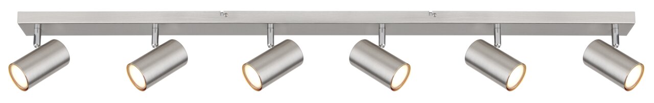 Globo Lighting Strahler ROBBY Sechsflammiger Strahler in moderner, silberner Optik, seitliche Perspektive