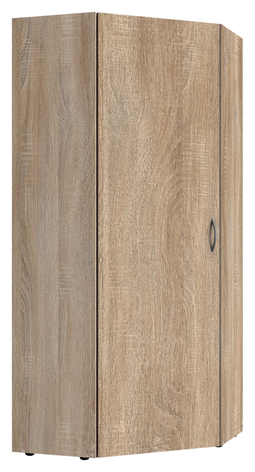 XORA Eckschrank MULTIRAUMKONZEPT Eckschrank aus Holz in heller Eichenoptik, perspektivisch von vorne links fotografiert