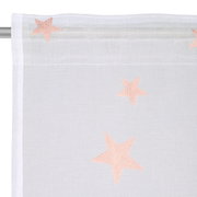 Weißer Fertigvorhang mit rosa Sternen, Nahaufnahme von oben