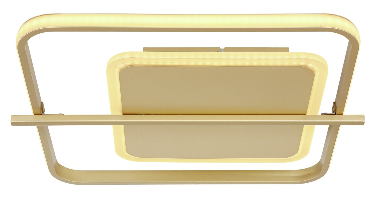 Moderne Deckenleuchte REBALL in Gold, quadratische Form, von unten betrachtet
