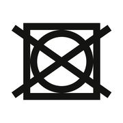 Symbol für nicht im Trockner trocknen, schwarze Linien auf weißem Hintergrund, Frontalansicht