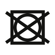 Symbol für nicht im Trockner trocknen, schwarze Linien auf weißem Hintergrund, Frontalansicht