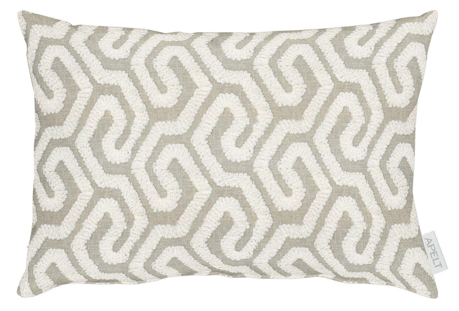 Dekoratives 35x50 cm Kissen mit geometrischem Muster in Creme und Grau, Vorderansicht