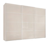 Moderner Schwebetürenschrank in heller Farbe, Frontalansicht