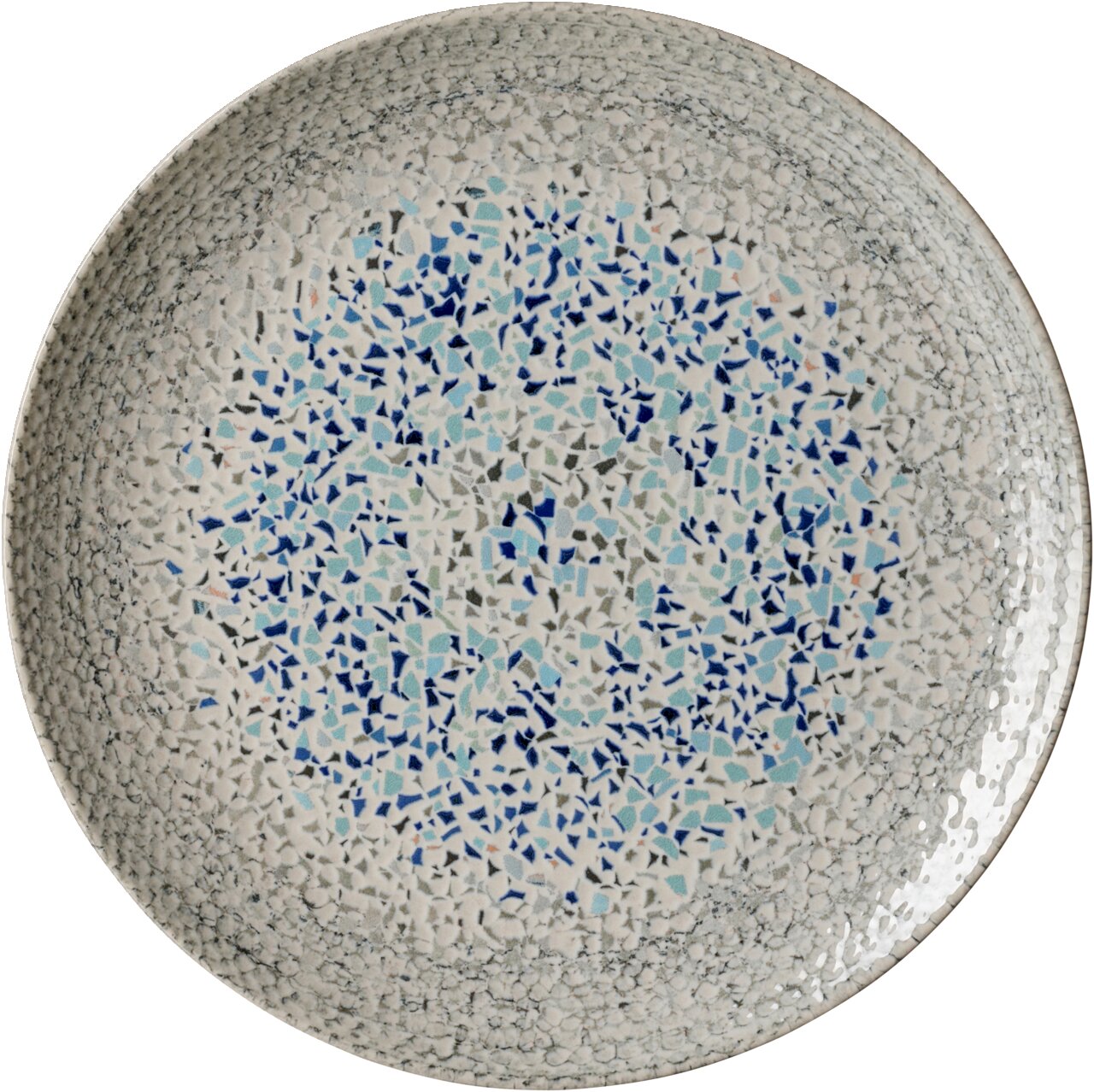 Speiseteller 26cm mit Mosaikmuster in Blau- und Grautönen, Draufsicht