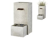 Moderner rechteckiger Outdoor-Brunnen aus GRC mit mehreren Wasserstrahlen, seitliche Perspektive