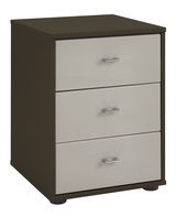 Nachtkonsole mit drei Schubladen, Ansicht von vorne links