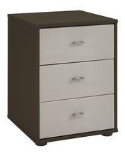 Nachtkonsole mit drei Schubladen, Ansicht von vorne links