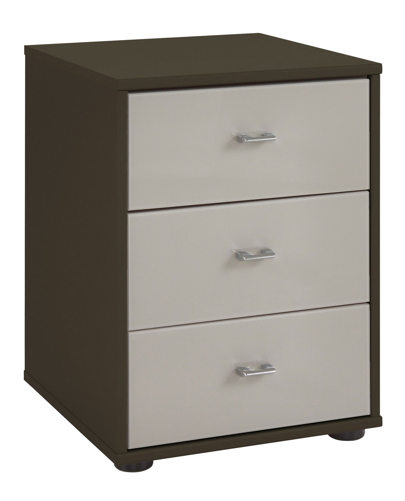 Nachtkonsole mit drei Schubladen, Ansicht von vorne links