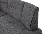 Graue Eckbank KIRA mit gepolsterter Rückenlehne, seitliche Perspektive