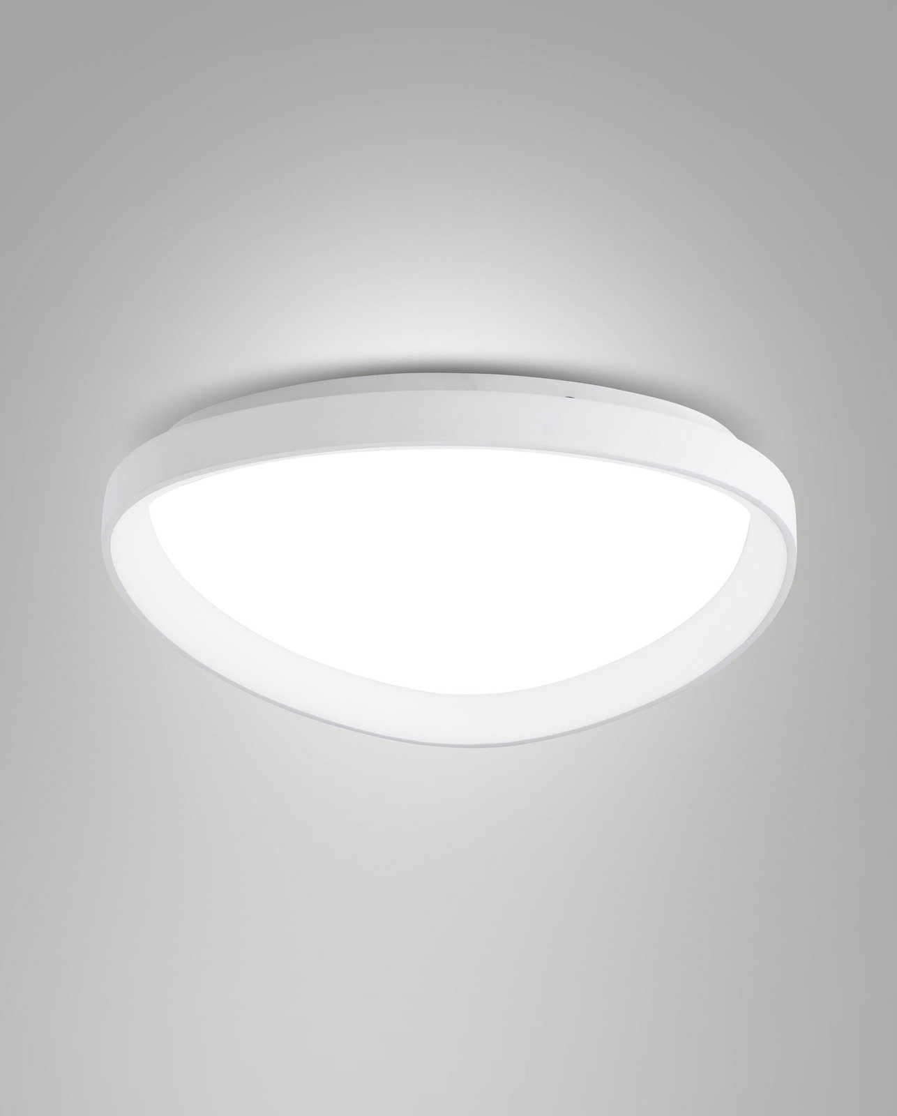 Runde LED-Deckenleuchte in Weiß, von unten betrachtet