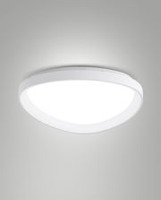 Runde LED-Deckenleuchte in Weiß, von unten betrachtet