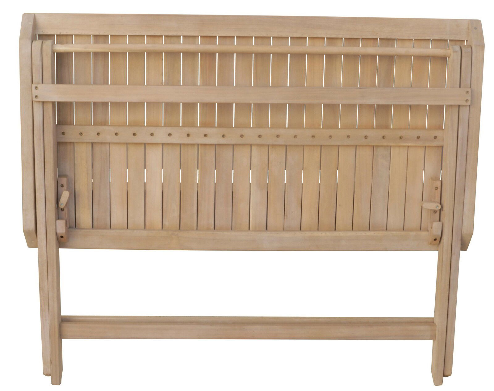 Klapptisch aus Holz in zusammengeklapptem Zustand, Frontalansicht