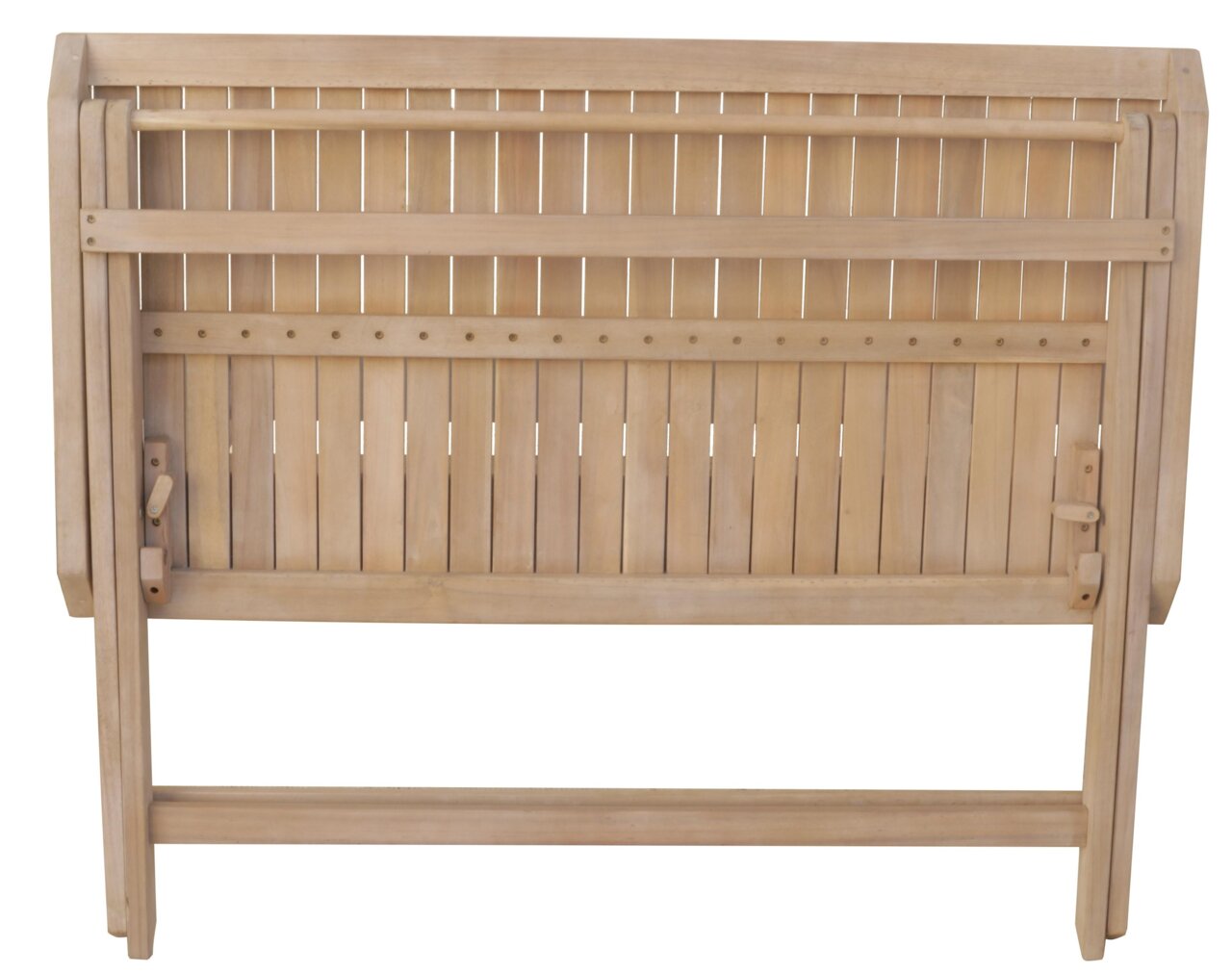 Klapptisch aus Holz in zusammengeklapptem Zustand, Frontalansicht