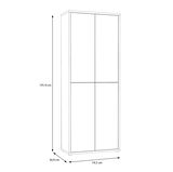 Schuhschrank ALICE SPRINGS, hohe Perspektive, Maße 191,9 cm Höhe, 74,5 cm Breite, 34,9 cm Tiefe, mit vier Türen.